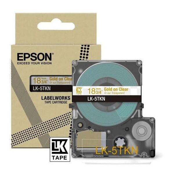 Epson Epson LabelWorks LK-5TKN - Metallic - gold auf durchsichtig - Rolle (1,8 cm x 9 m) 1 Kassette(n) Hangebox - Bandkassette - fur LabelWorks LW-C410, LW-C610