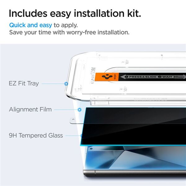 Spigen TEMPERED GLASS SPIGEN GLAS.TR ”EZ FIT” 2-PACK GALAXY S24 ULTRA PRIVACY