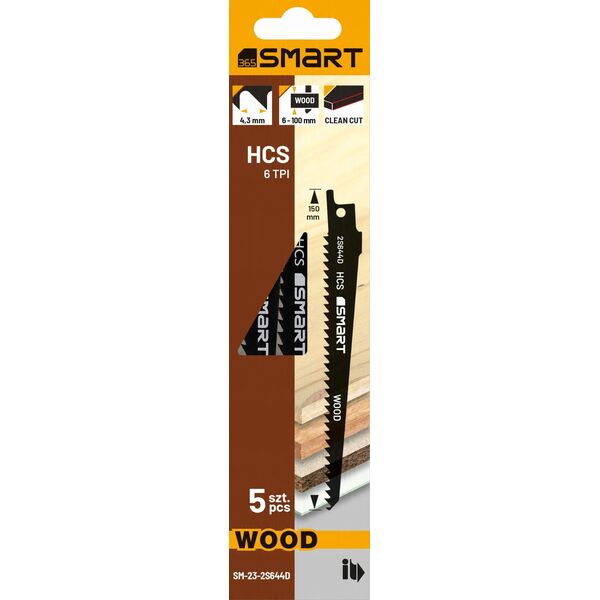Smart brzeszczot do piły szabl. 150 mm 6 tpi clean basic wood 5szt
