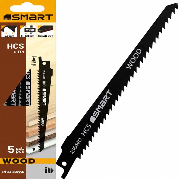 Smart brzeszczot do piły szabl. 150 mm 6 tpi clean basic wood 5szt