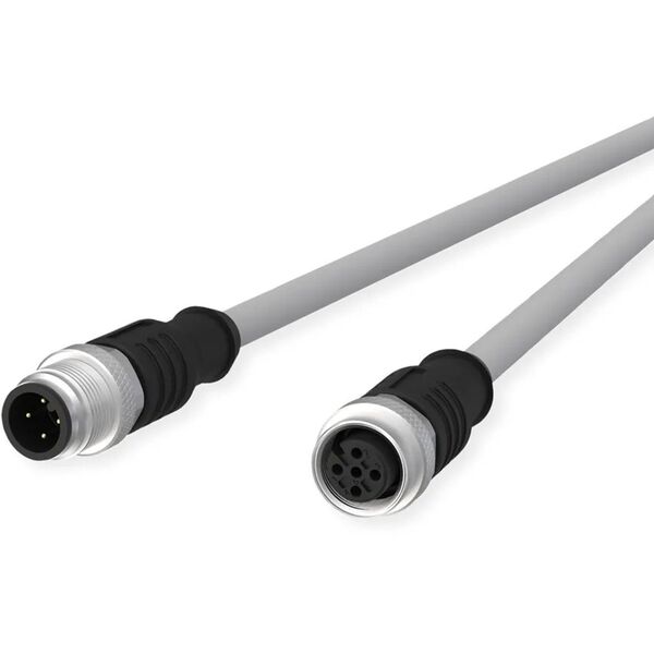 Kabel czujnika/siłownika METZ CONNECT M12, kod A, M12 męski prosty - M12 żeński prosty, szary, 2 m