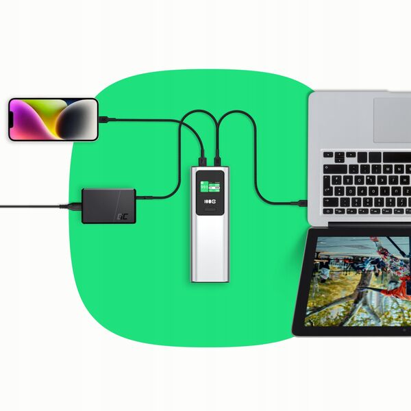 POWERBANK Greencell PowerPlay Ultra 25200mAh SZYBKIE ŁADOWANIE 140W 2x USB-C PD 1x USB-A