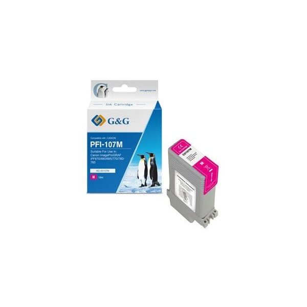 Μελάνι G&G G&G συμβατό με PFI107M, NC-00107M, 6707B001, ματζέντα, 130ml