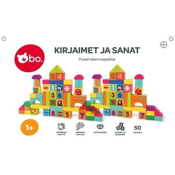 ξύλινα μπλοκ bo. "Alphabet and Words" FIN
