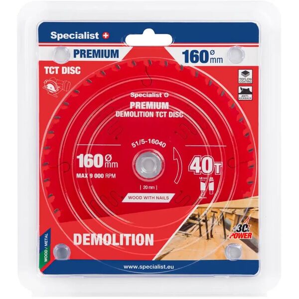 Δίσκος κοπής 160x40Tx20mm, Demolition PREMIUM, SPECIALIST+