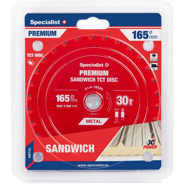Δίσκος κοπής 165x30Tx20mm, Sandwich PREMIUM, SPECIALIST+