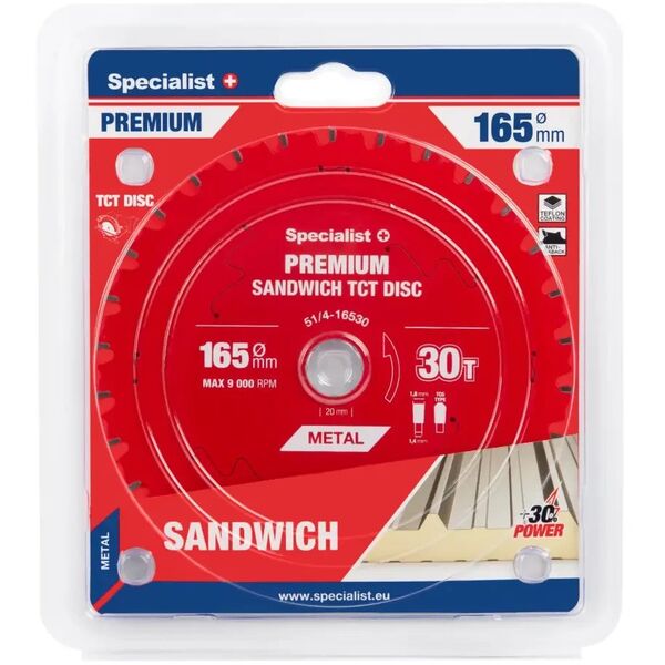 Δίσκος κοπής 165x30Tx20mm, Sandwich PREMIUM, SPECIALIST+