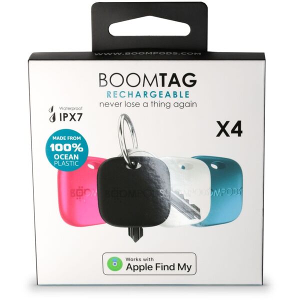 Boompods Boomtag Επαναφορτιζόμενες 4 τεμ. Μαύρο, Μπλε, Λευκό, Ροζ