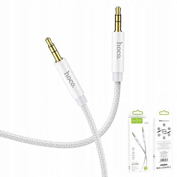 Καλώδιο AUX Jack 3,5 mm σε Jack 3,5 mm HOCO 1 m UPA19 ασημί
