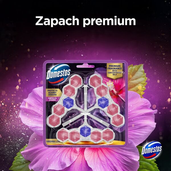 DOMESTOS Ταμπλέτα Τουαλέτας Aroma Lux Λάδι Ιβίσκου & Άγρια Μούρα 2 x 55 g