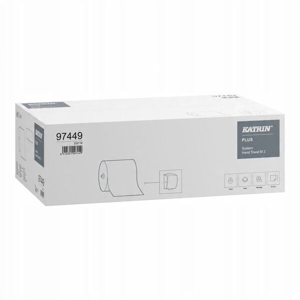 Katrin Plus System Medium - Ręcznik w roli, 2-warstwowy, celuloza, 150 m, biały - 6 rolek