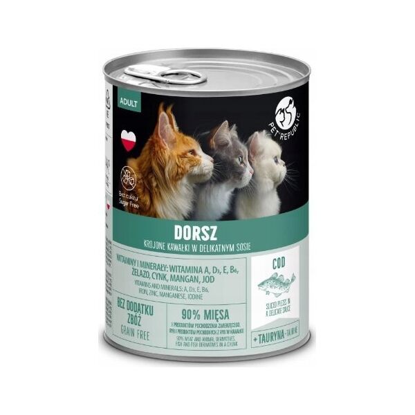 Pet Republic PETREPUBLIC Kawałki w sosie z dorszem - Karma mokra dla kota - 400g