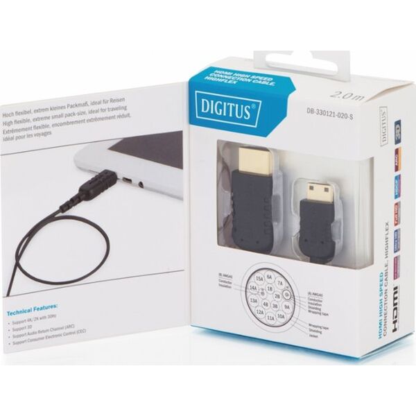 Kabel Digitus HDMI Mini - HDMI 2m czarny (DB-330121-020-S)
