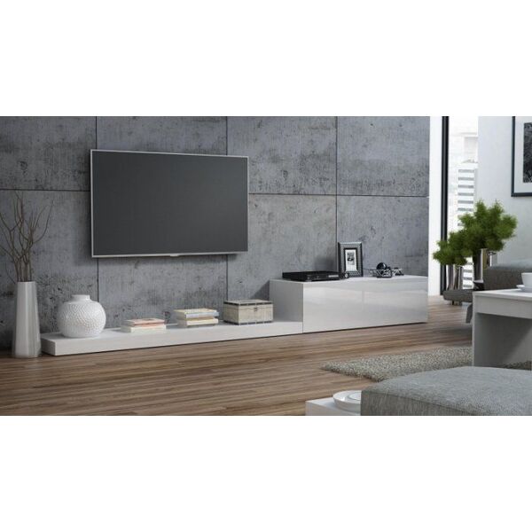 Cama Meble Szafka RTV LIFE 300/42/35 biały/ biały połysk