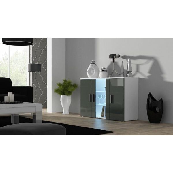 Cama Meble Komoda 120cm SOHO S7 biały/ szary połysk