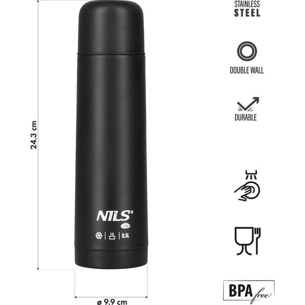 NC3803 TERMOS TURYSTYCZNY 500 ML CZARNY NILS CAMP