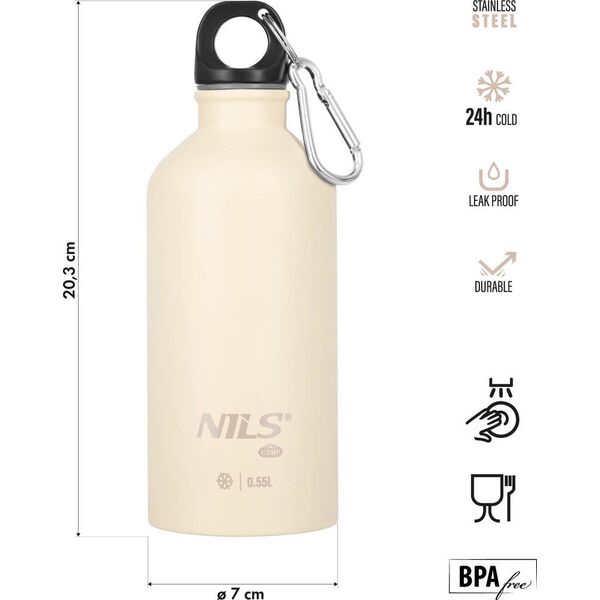 NC3801 BUTELKA TURYSTYCZNA 550ML BEŻOWA NILS CAMP