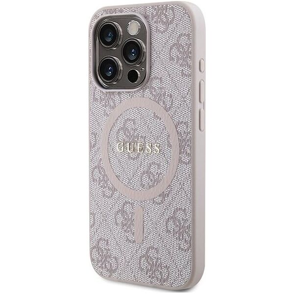 Guess Guess GUHMP14XG4GFRP iPhone 14 Pro Max 6.7" różowy/pink hardcase 4G Collection Leather Metal Logo MagSafe