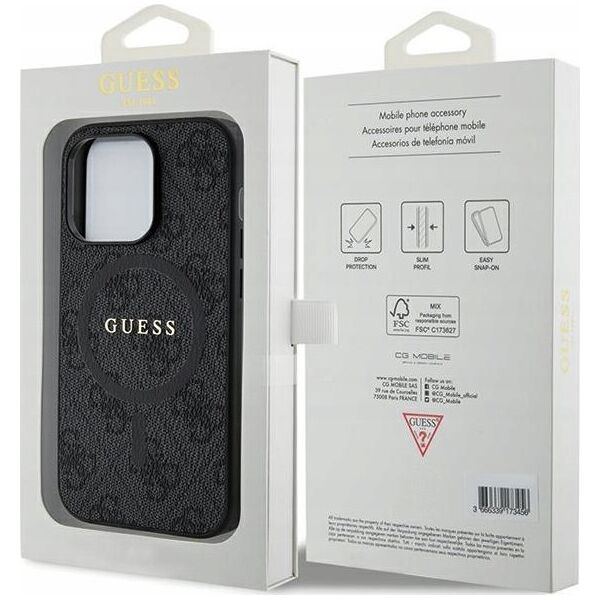 Guess Oryginalne Etui GUESS Hardcase GUHMP14XG4GFRK do iPhone 14 Pro Max (Kompatybilny z Magsafe / 4G Ring classic logo / czarny)