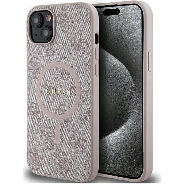 Guess Oryginalne Etui GUESS Hardcase GUHMP14SG4GFRP do iPhone 14 (Kompatybilny z Magsafe / 4G Ring classic logo / różowy)