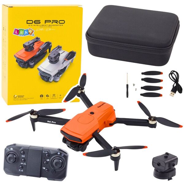 Dron D6 PRO Podwójna Kamera HD Światła LED Pomarańczowy