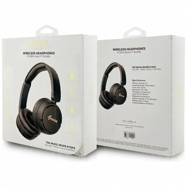 Headphones Guess Bluetooth 5.3 Metal Logo Script black