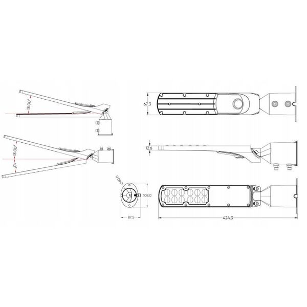 Gatves sviestuvas LED 230V 30W 3 000lm, 140deg x 70deg 4000K, pilkas, FLAMINGO, IP65, IK08