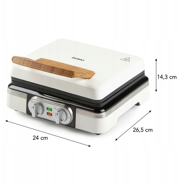 DOMO DO9280W Gofrownica, 1520W, 2 duże gofry, regulacja temperatury, biała