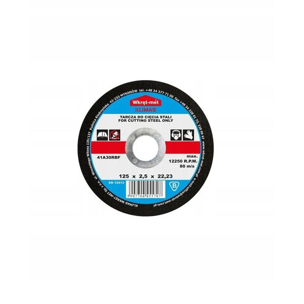 TARCZA KORUNDOWA DO CIĘCIA STALI TCS-12525 125&nbsp|mm WKRĘT-MET KLIMAS