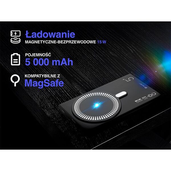 Power bank TRACER AirMag2 5000mAh PD20W+15W Mag
