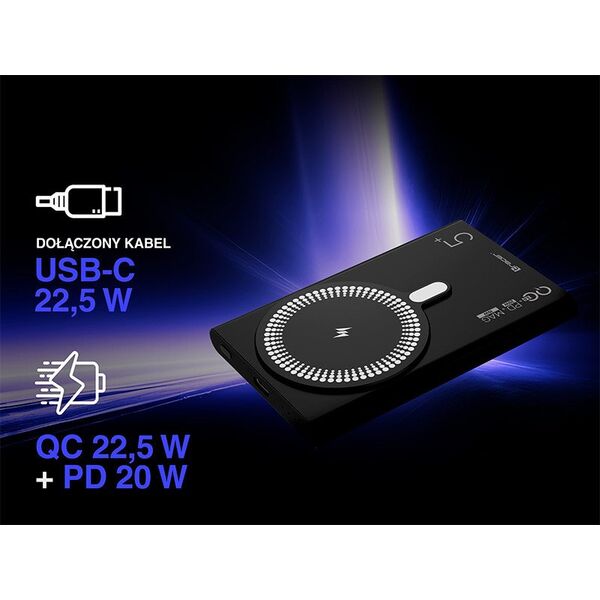 Power bank TRACER AirMag2 5000mAh PD20W+15W Mag
