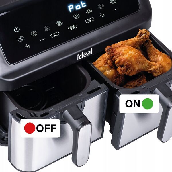 FRYTKOWNICA BEZTŁUSZCZOWA AIR FRYER ELDOM PODWÓJNA 9L DWUKOMOROWA+SUSZARKA
