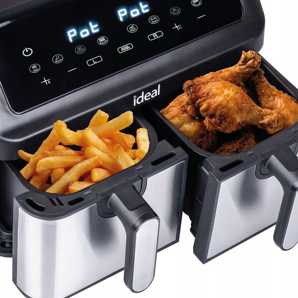 FRYTKOWNICA BEZTŁUSZCZOWA AIR FRYER ELDOM PODWÓJNA 9L DWUKOMOROWA+SUSZARKA