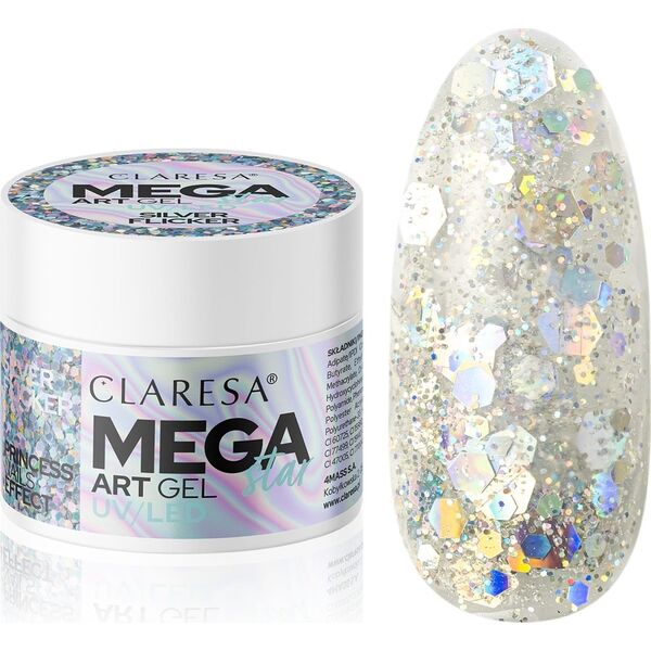 Claresa N Żel do zdobień - Megastar Silver Flick 10 g
