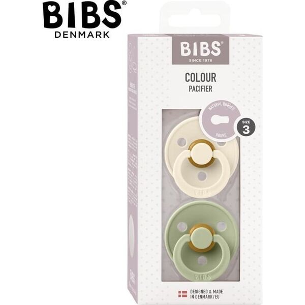 BIBS COLOUR 2-PACK IVORY & SAGE L Smoczek Uspokajający kauczuk Hevea