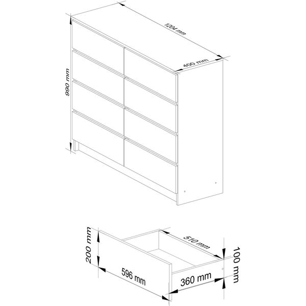 KOMODA K120 8SZ PK BIAŁA