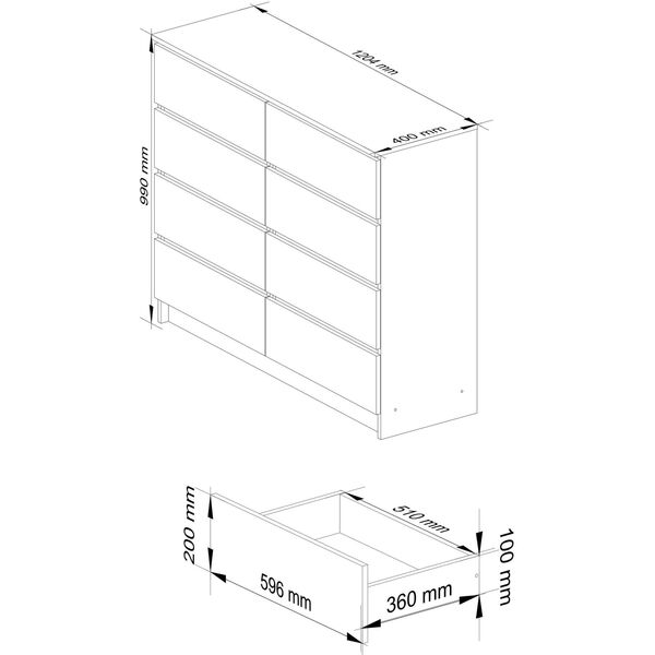 KOMODA K120 8SZ PK BIAŁA