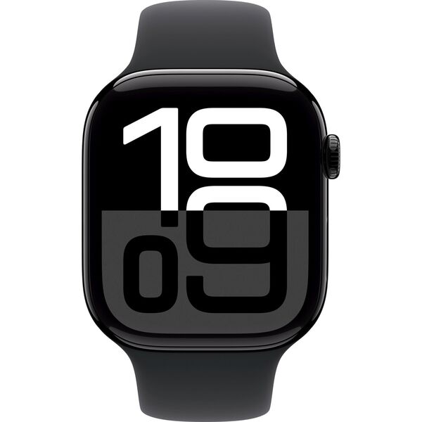 Έξυπνο ρολόι Apple Watch Series 10 GPS 42mm Jet Μαύρο Αλουμινένια Θήκη με Μαύρο Αθλητικό Λουράκι - M/L