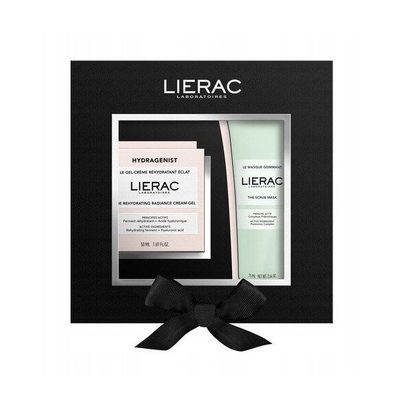 Rinkinys: drėkinamasis gelinis kremas - kaukė Lierac Hydragenist, 50 ml + šveičiamoji kaukė, 75 ml