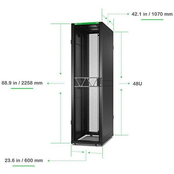 APC NetShelter SX Gen 2 - Ντουλάπα δικτύου - 2258 (Υ) x 600 (Π) x 1070 (Β) χιλιοστά, με πλευρές - επιδαπέδια - Μαύρο - 48U - 48.3 εκ (19") - Συμμόρφωση με TAA
