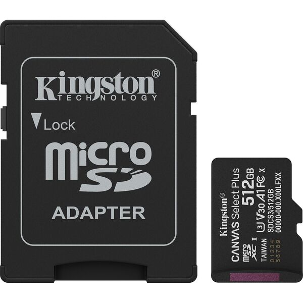 Kingston Technology Canvas Select Plus Gen3 512 GB MicroSDXC UHS-I Klasa 10