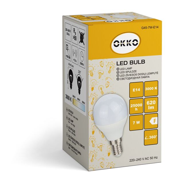 ΛΑΜΠΑ LED G45 7W E14 620LM 3000K MATTE