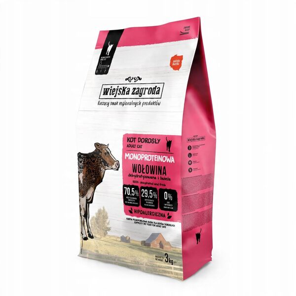 Ξηρά τροφή για γάτες Monobiałkowa Wołowina (ενήλικας) 3kg