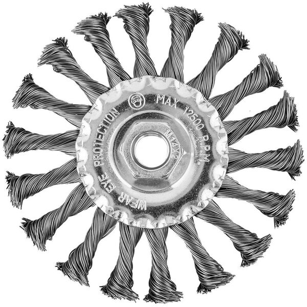 Szczotka druciana tarczowa 115 mm, drut skręcony, stalowy, M14