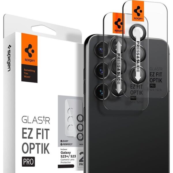 Spigen Spigen Glass EZ Fit Optik Pro 2 Pack, black - Samsung Galaxy S23/S23+