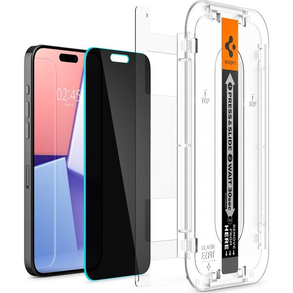 Spigen Spigen Glass tR EZ Fit (Privacy) 2 Pack, transparency - iPhone 15 Pro Max