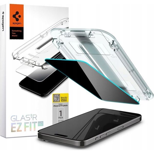 Spigen Spigen Glass tR EZ Fit HD Privacy 1 Pack - iPhone 15 Pro Max