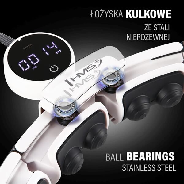 HMS ZESTAW HULA HOP MAGNETYCZNY WHITE HHM16 Z LICZNIKIEM HMS + PAS BR163 BLACK PLUS SIZE