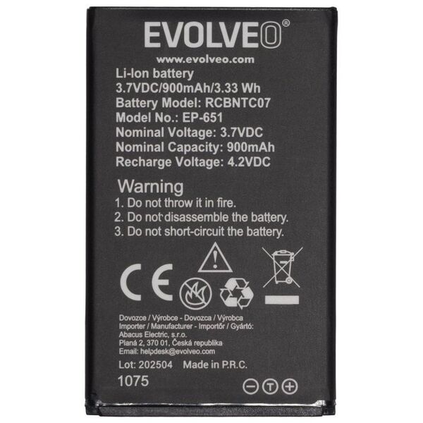 EVOLVEO αυθεντική μπαταρία 900 mAh για EasyPhone XG (EP-650)