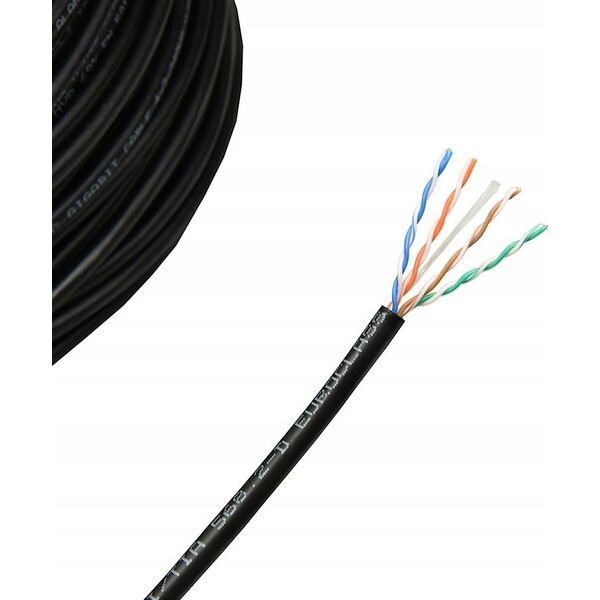 Kabel teleinformatyczny U/UTP kat.5e PE zewnętrzny suchy czarny Fca DK-1511-V-5-OD /500m/